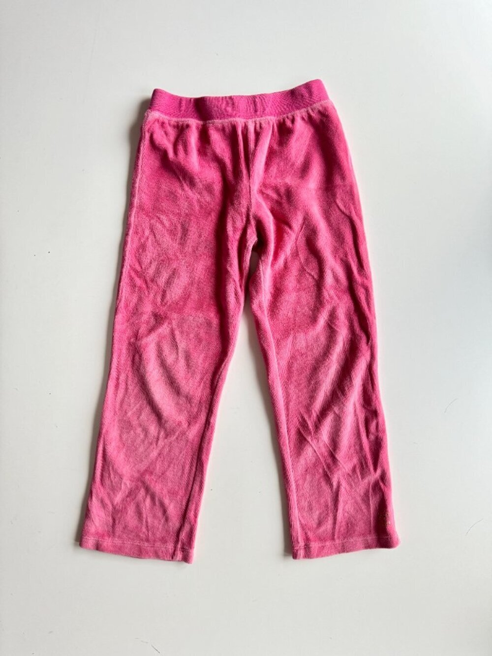 Girls' JUICY COUTURE Pink Velour Gold Logo Straight Leg Track Pants, Size 5